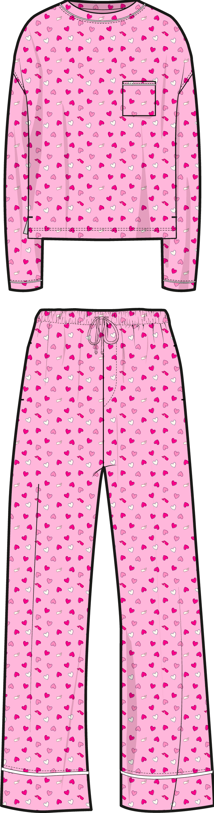 Super-Soft Knit Pajama Set - Hearts Cot Can