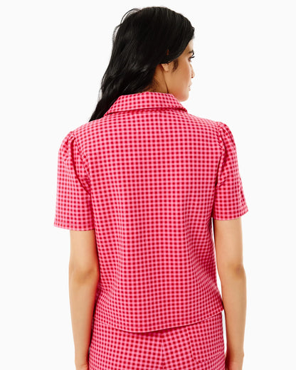 Ponte Virginian Polo Top - Rose Check