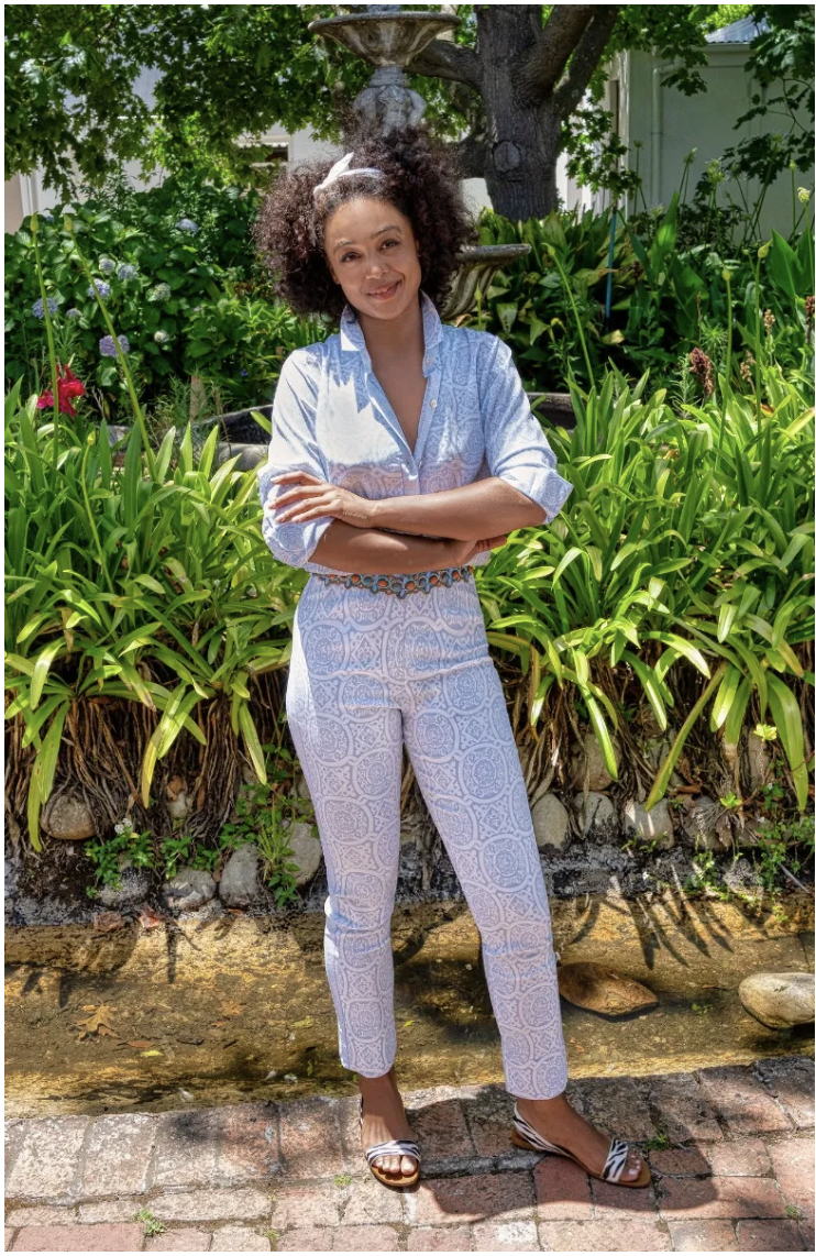 GripeLess Pull On Pant - Sultan's Dining Room White/Periwinkle