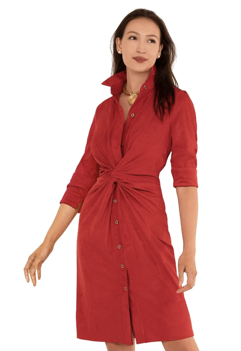 Ultra Suede Twist & Shout Dress - Red