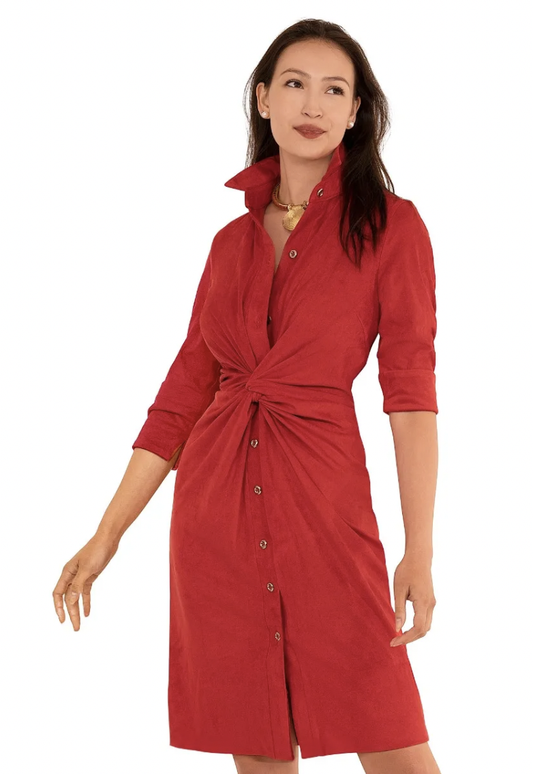 Ultra Suede Twist & Shout Dress - Red