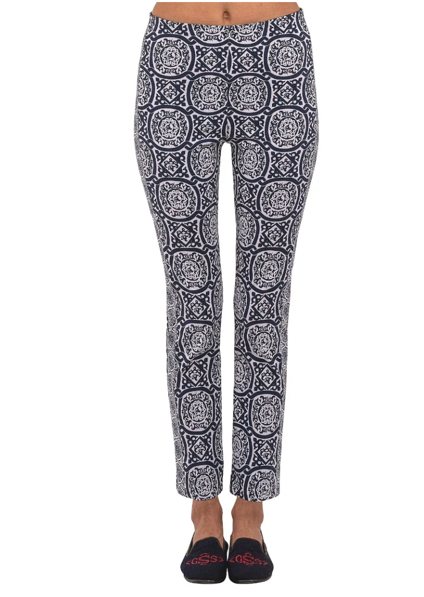 GripeLess Pull On Pant - Sultan's Dining Room Navy/White