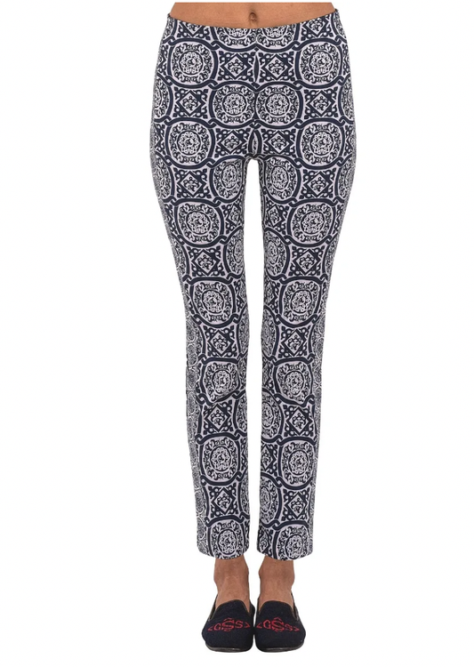 GripeLess Pull On Pant - Sultan's Dining Room Navy/White