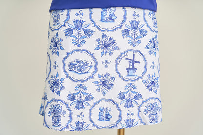 The 17" Quinn Skort - Delft Blue